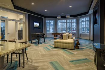 Game Room with Foosball Table at Abberly at Southpoint Apartment Homes by HHHunt, Fredericksburg, 22407